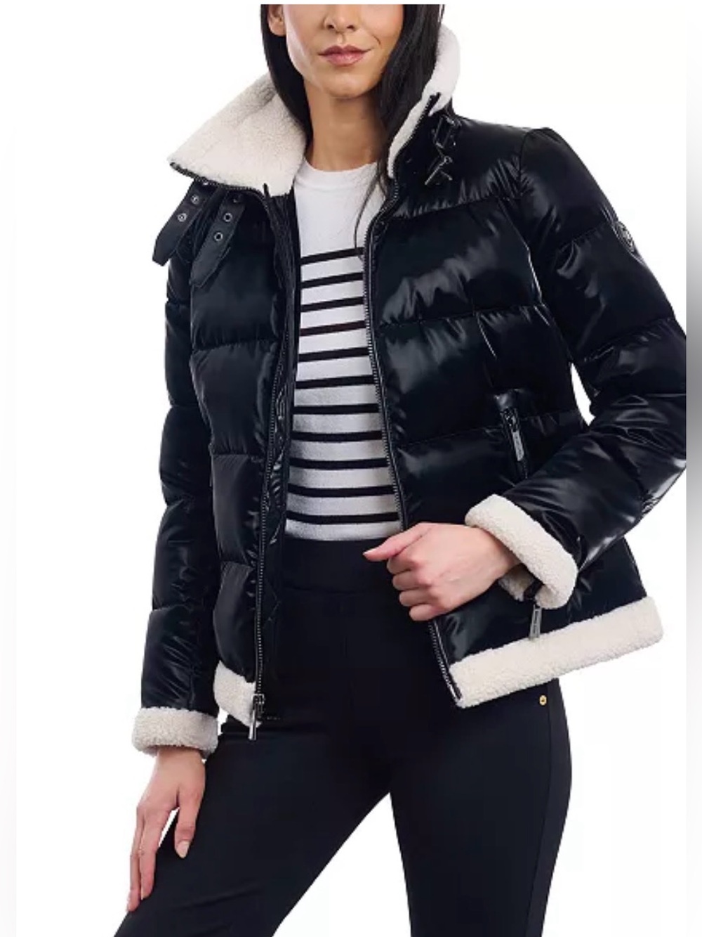 MICHAEL Michael Kors Faux-Shearling Shine Puffer Coat – Size L